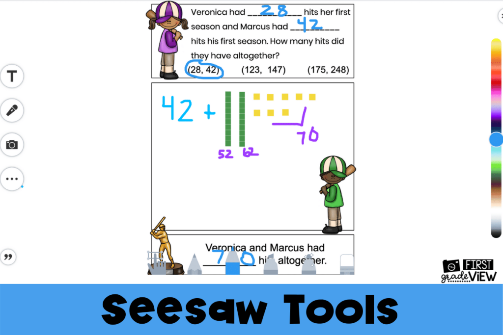example of how students can use Seesaw tools to work on an activity