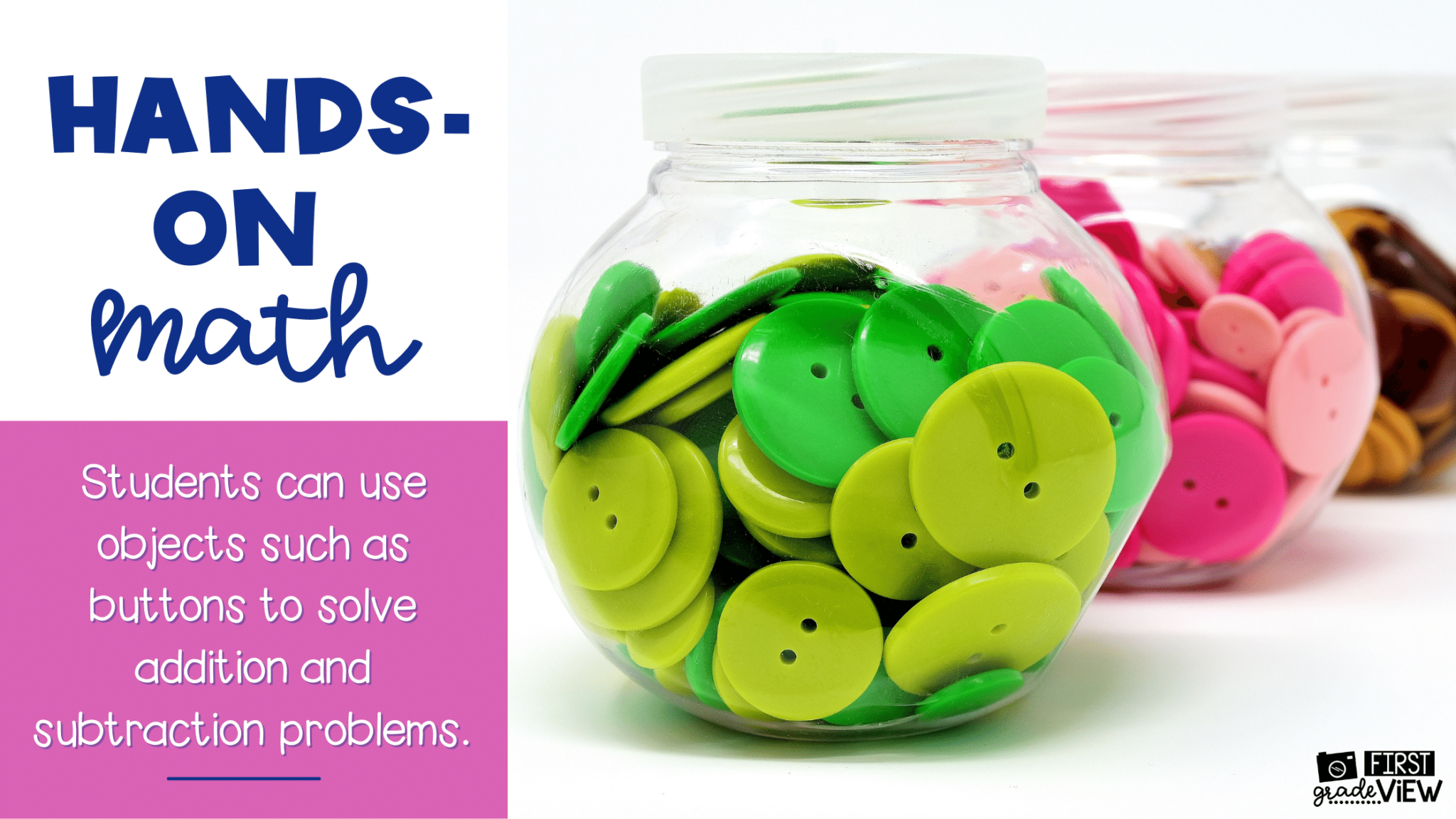 hands-on math activity using buttons as math counters