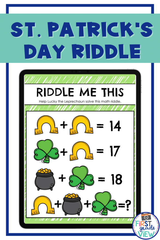 st. patrick's day math activities- math riddles