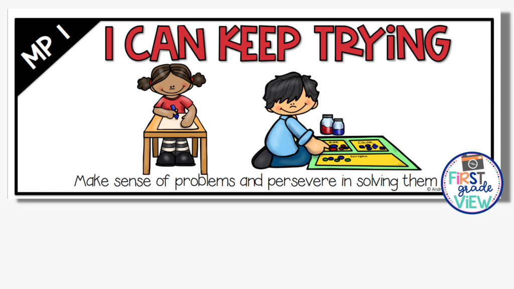 Image of a poster of Math Practice Standard 1: I can keep trying