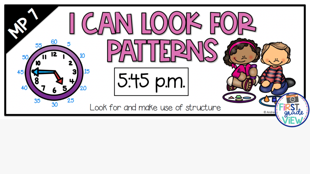 Image of a poster for math practice 7 using kid friendly language
