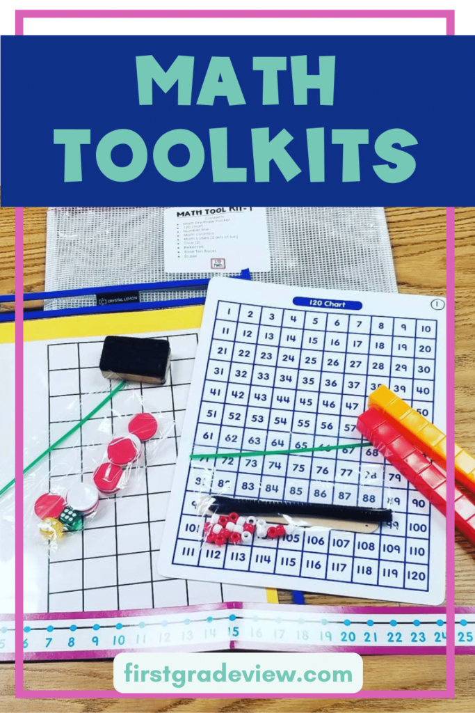 Image of math manipulatives organized in a math toolkit