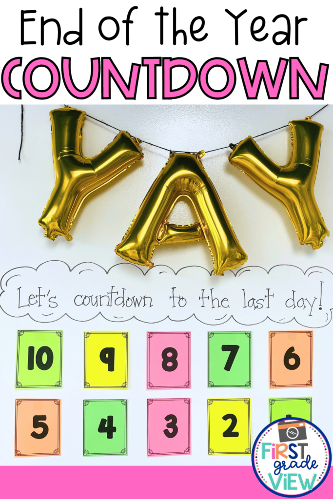 Image of an end of the year countdown bulletin board. 