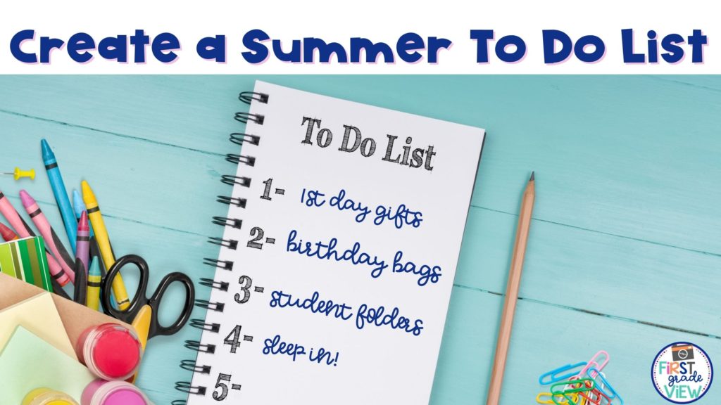 Image of a teacher summer to do list. 