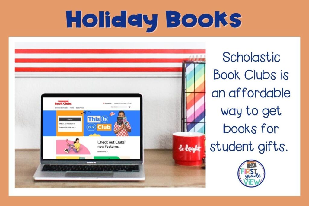 Image of a computer displaying the Scholastic Book clubs website. 