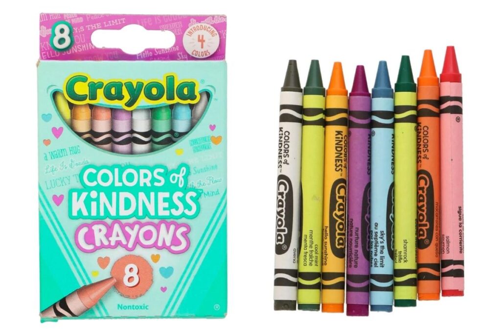 Image of Color of Kindness crayons by Crayola for a holiday gift guide for students.  