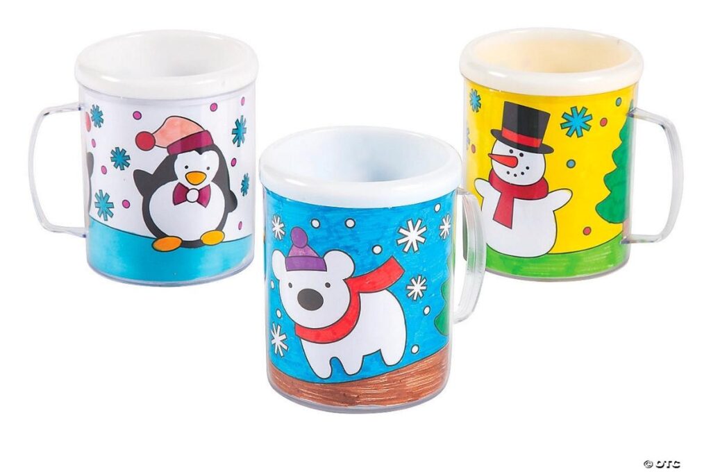 Image of color your own mugs with winter images from Oriental Trading. 