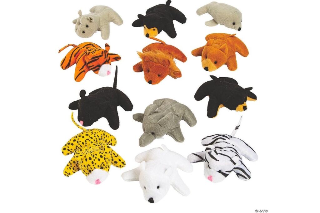 Image of mini zoo animal plushies for a holiday gift guide for students. 