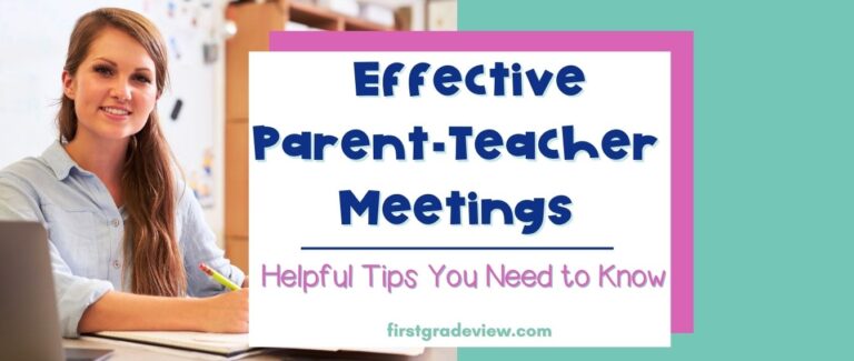 Image of a teacher sitting at a desk before a parent teacher meeting.