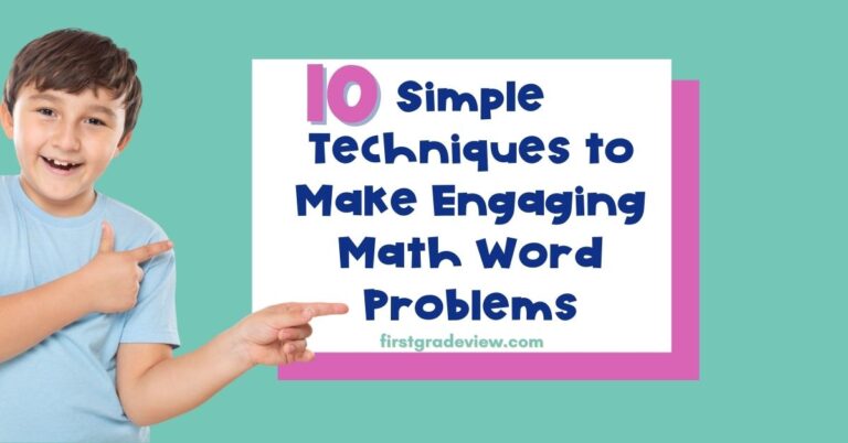 Image of a student pointing to the blog title: 10 Simple Techniques to Make Engaging Math word Problems