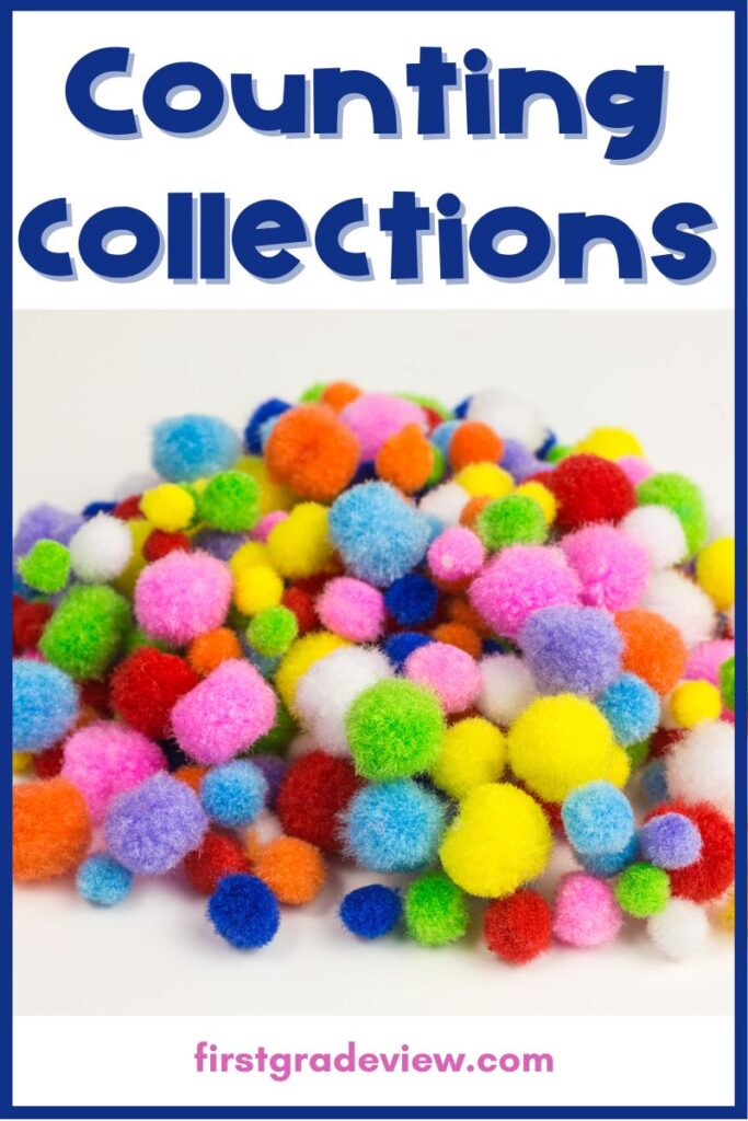 Image of small pom poms used for a counting collection activity in math.