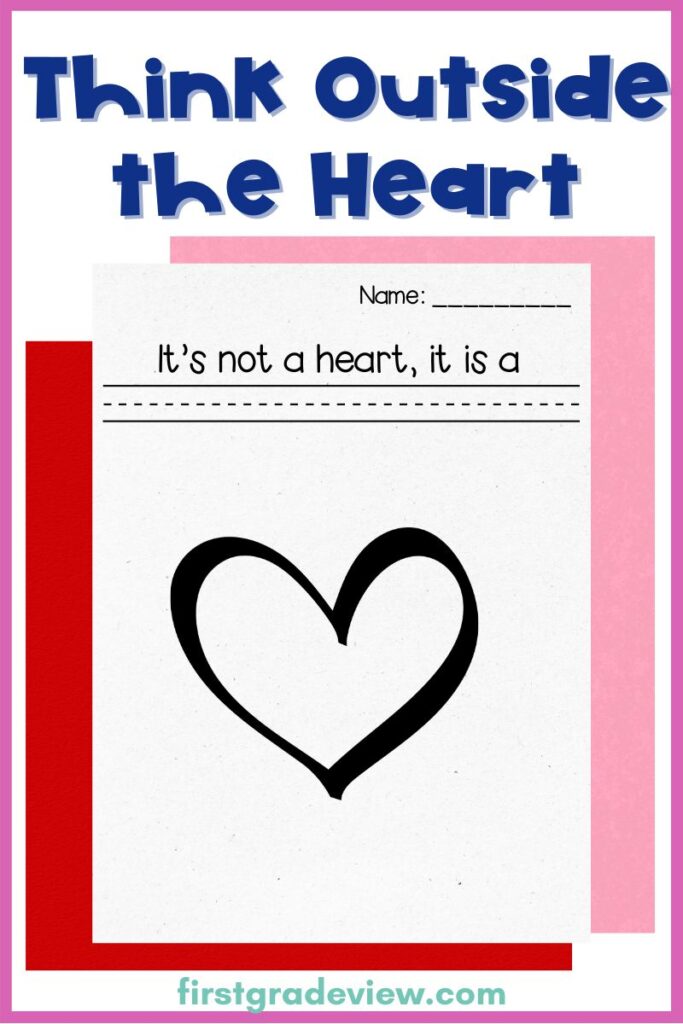 Image of a fun Valentine's Day classroom activity where students get an outline of a heart and must use their creativity to turn it into something else. 