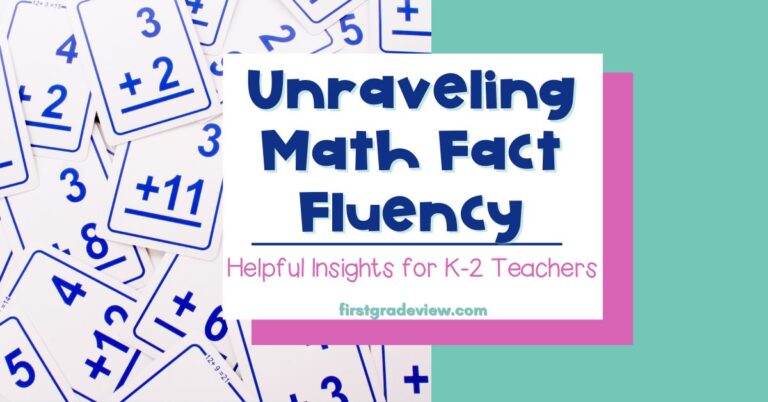 Image of math flashcards and blog title: Unraveling Math Fact Fluency.