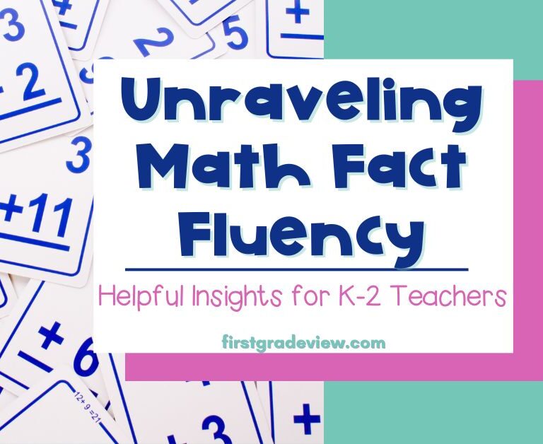 Image of math flashcards and blog title: Unraveling Math Fact Fluency.