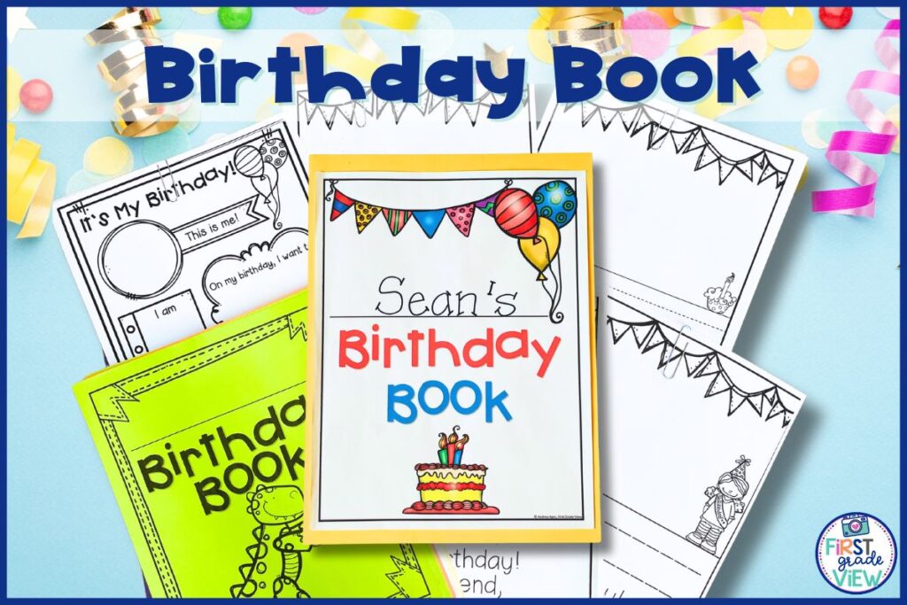 Image of types of pages that can be used in as studnet birthday book. 