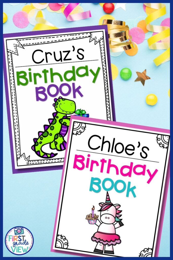 Image of student birthday book cover samples. 