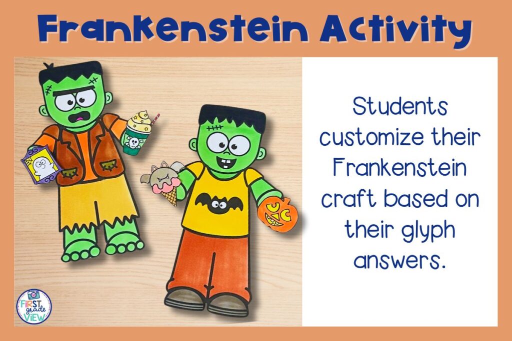 Image of two samples of a Frankenstein glyph craft. 