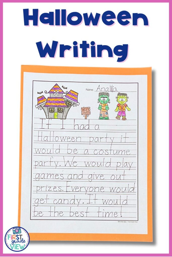 Image of a Halloween writing activity. 