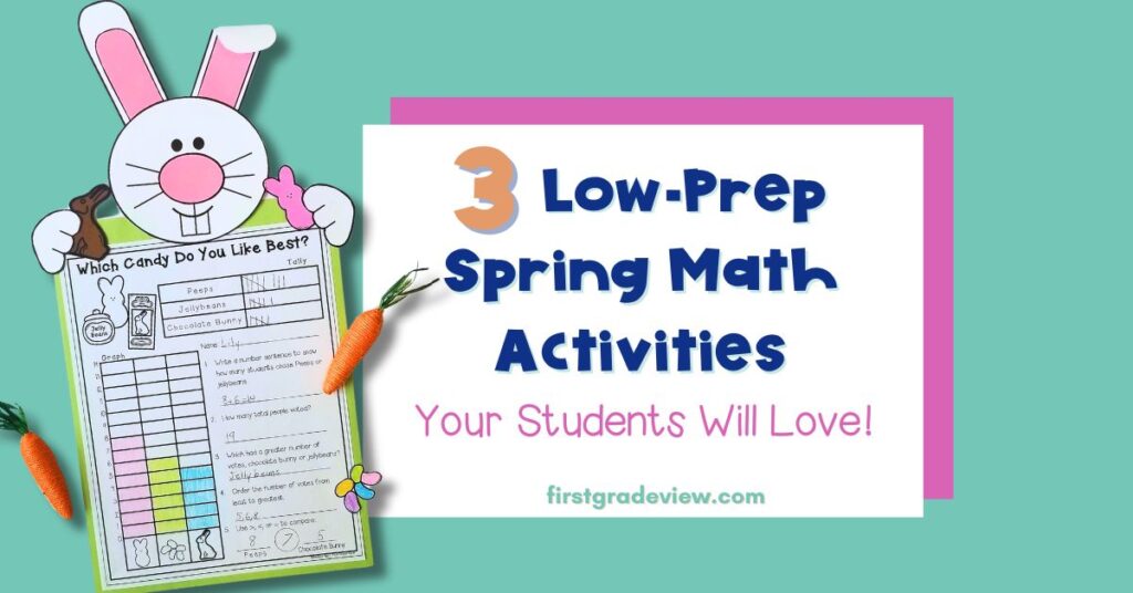 Image of a favorite easter candy graph and blog title: 3 Low-Prep Spring Math Activities. 