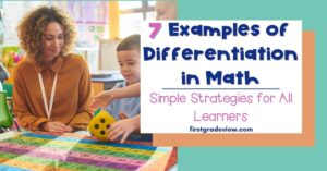 Image of a teacher working with a student with the blog title: 7 Examples of Differentiation in Math.