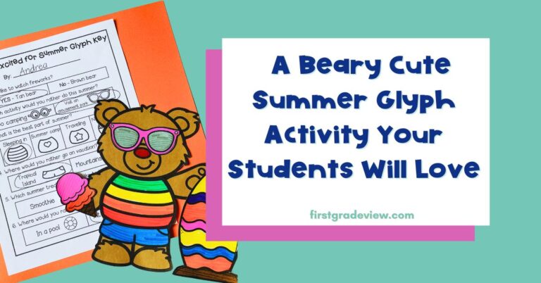 Image of a summer bear math glyph activity and blog post title: A Beary Cute Summer Glyph Activity Your Students Will Love!
