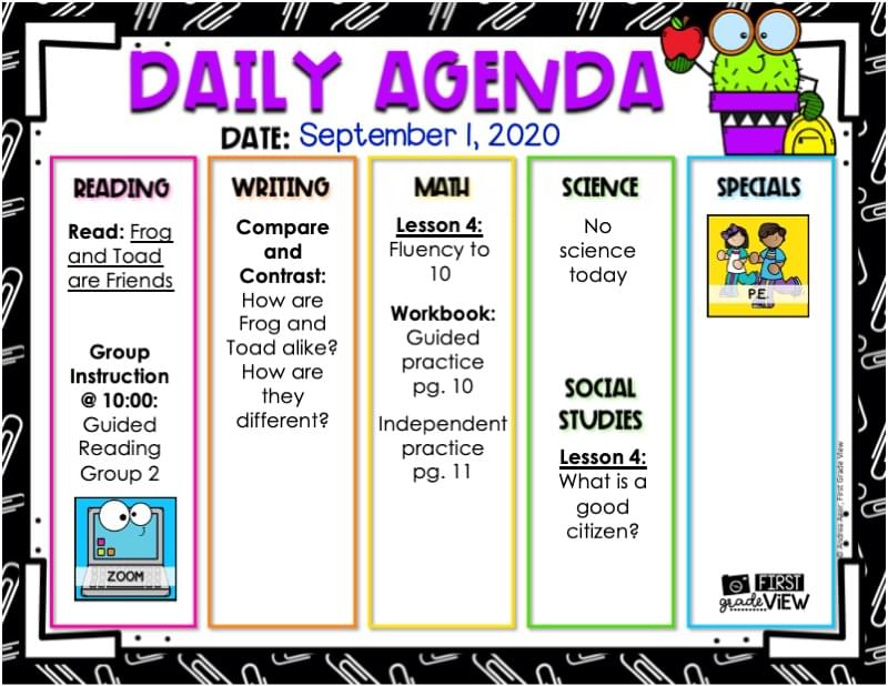 Daily Agenda Slides Make Life Easier In The Classroom - First Grade View