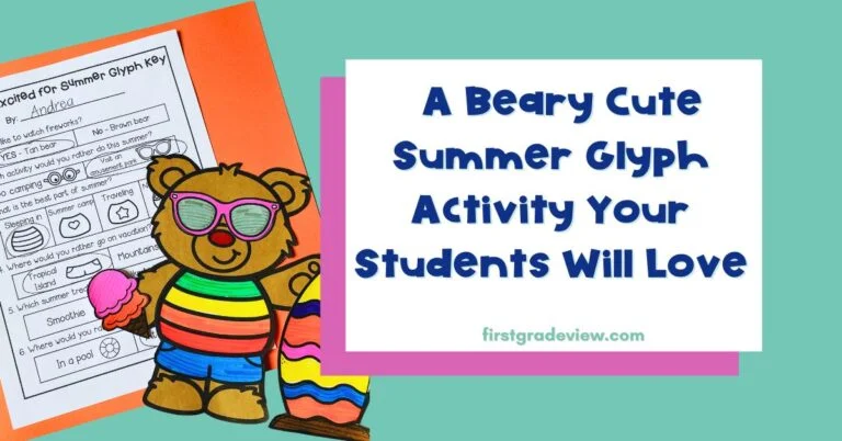 Image of a summer bear math glyph activity and blog post title: A Beary Cute Summer Glyph Activity Your Students Will Love!